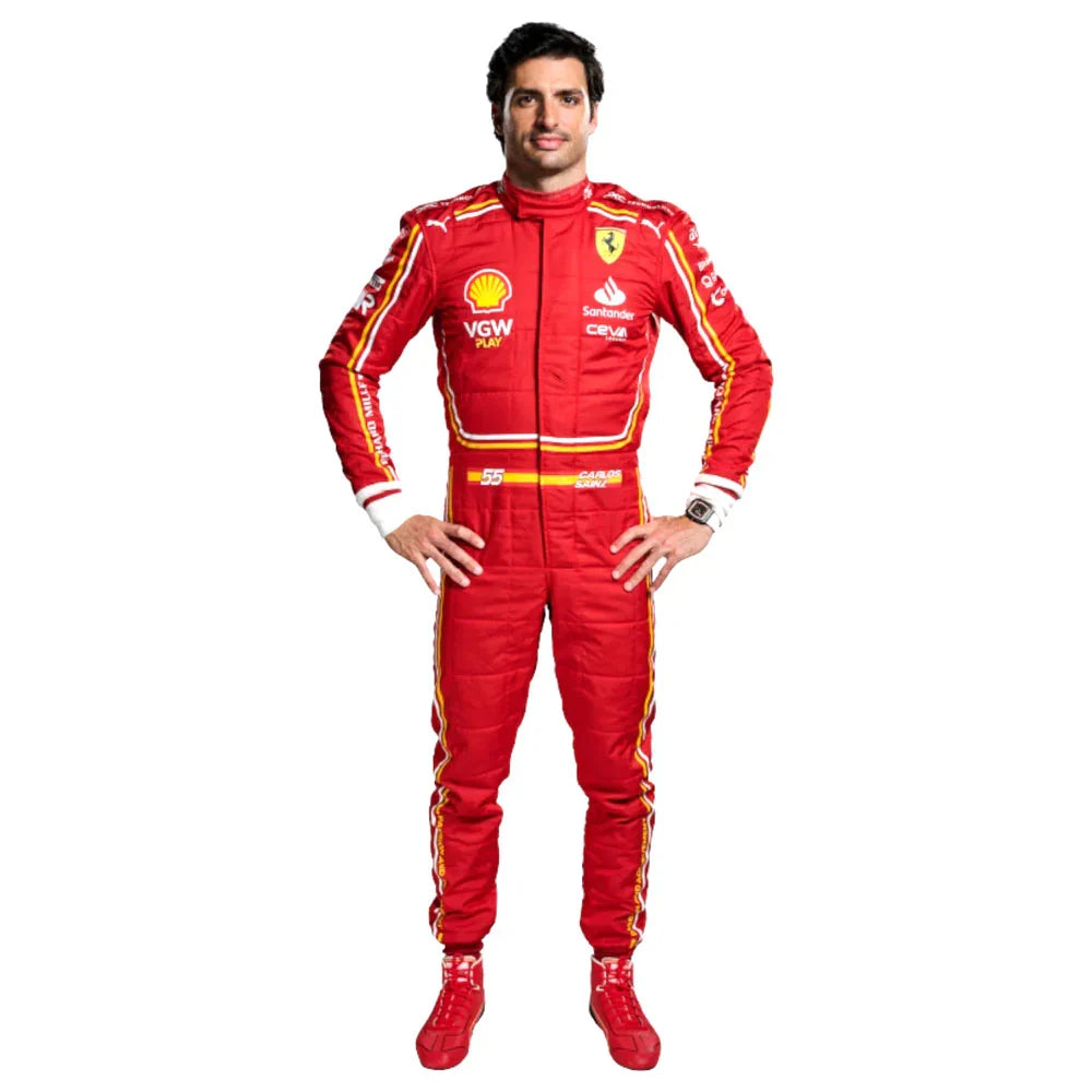 Carlos Sainz 2024 Ferrari F1 Inspired Race Suit | Creative Racegear - Creative Racewears