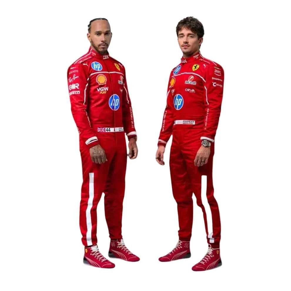 2025 F1 Racing Costume Worn by Charles Leclerc & Lewis Hamilton Ferrari | Creative Racegear