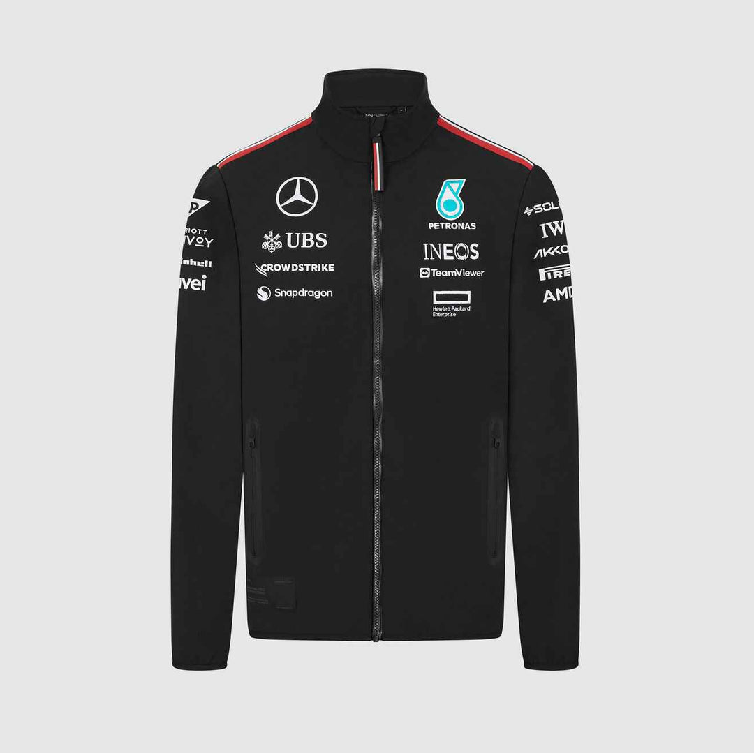2023 Mercedes Team Jacket Black F1 Team Softshell Jacket