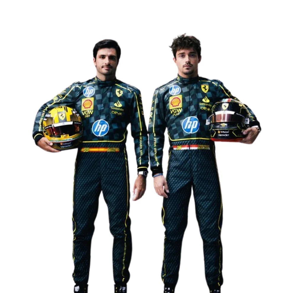 F1 Racing Costume Worn by Charles Leclerc & Carlos Sainz Jr. – 2024 HP Italy GP Ferrari - Creative Racewears