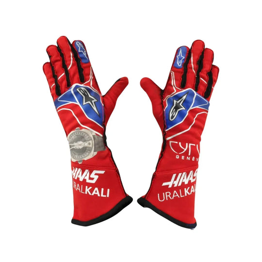 2021 Nikita Mazepin Mexico GP Haas F1 Race Gloves - Creative Racewears