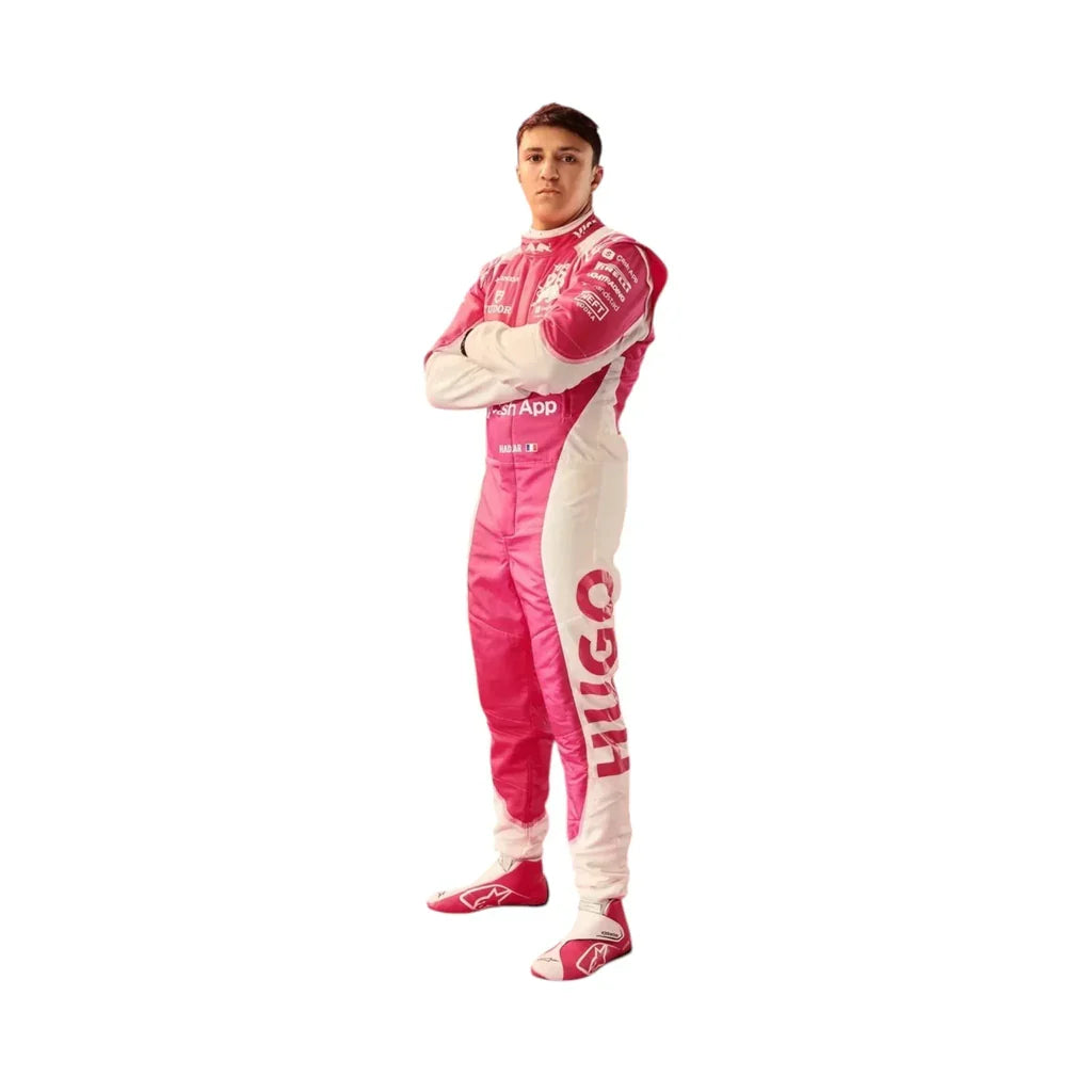 Isack Hadjar 2025 Racing Bulls F1 Inspired Race Suit (pink) | Creative Racegear - Creative Racewears